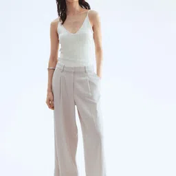 H&M Wide Linen-Blend Trousers image 2