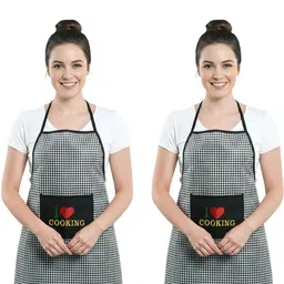 Aura Black Printed Waterproof Apron With Front Pocket-picture-37