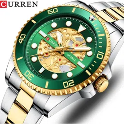 Curren Men Skeleton Dial & Stainless Steel Bracelet Style Straps Analogue Multi Function Watch image 4