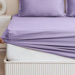 WEAVE AND DECOR Purple Striped 300 TC King Bedsheet with 2 Pillow Covers image 5