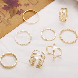 TheVineGirl Women Set of 8 Gold-Plated Ring Set image 2