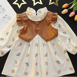 YK flower print fake two-piece princess dress Fit and Flare Midi Dress-picture-44