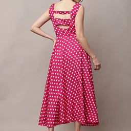 CSP FASHION Polka Dot Printed Crepe Fit & Flare Midi Dress image 2