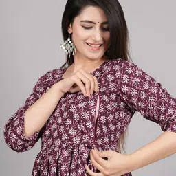 SHOPAXIS Floral Print Maternity A-Line Midi Dress image 3