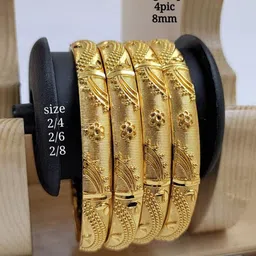 niva fashion Set Of 4 Gold-Plated Brass Artificial Stones Meenakari Bangles-picture-12