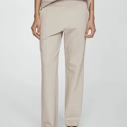 MANGO Women High-Rise Knitted Trousers-picture-38