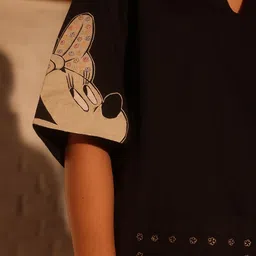 Raas by Ekta Magic of Mickey Printed Pure Cotton V-Neck Tunic With Trousers Co-Ords image 4