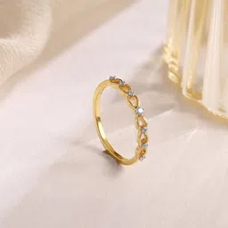 Mia by Tanishq 14kt BIS Hallmark Interwoven Grace Gold & Diamond Finger Ring-1.37gm image 1