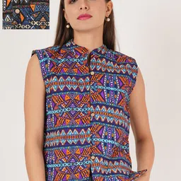 IX IMPRESSION Women Geometric Reversible Quilted Jacket with Patchwork-picture-37