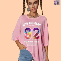 Dreambe Women 2 Printed V-Neck Extended Sleeves T-shirt-picture-15