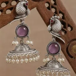 Tipsy closet Peacock Shaped Jhumkas Earrings image 3