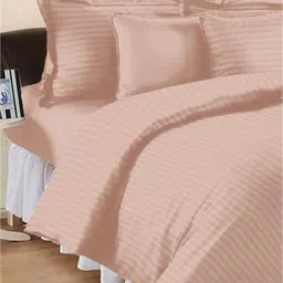 Myntra Elegant Homes Peach-Coloured Striped 350 TC Bedsheet with 2 Pillow Covers image 4