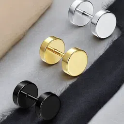 The Roadster Set of 3 Stainless Steel Contemporary Shape Stud Earrings-picture-23