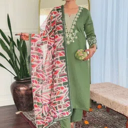 AG TEXTILE Women Ethnic Motifs Embroidered Regular Thread Work Kurta with Trousers & With Dupatta-picture-39