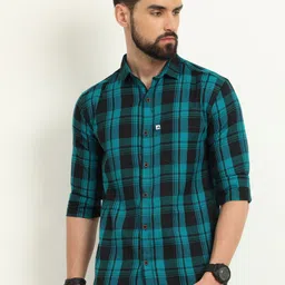 ALLWIN PAUL Men Comfort Cutaway Collar Shepherd Checked Cotton Casual Shirt-picture-14