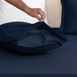 WEAVE AND DECOR Navy Blue Striped 300 TC King Bedsheet with 2 Pillow Covers image 3