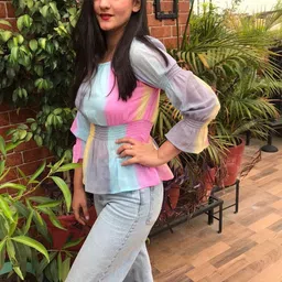 MUMRAA Bell Sleeve Georgette Peplum Top image 3