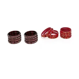 SOMIL Set Of 16 Alloy Artificial Stones & Beads Bangles-picture-16