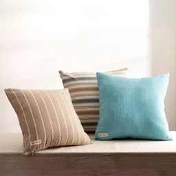 Copper-Red Brown Striped Square Cushion Covers image 5