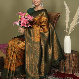 KALINI Mustard Woven Design Silk Blend Sarees image 2