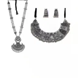 VRAJ CREATION 2-Pcs Silver-Plated Oxidised Jewellery Set image 3