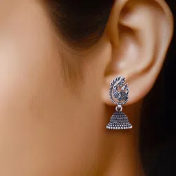 Sangria Set Of 4 Peacock Shaped Jhumkas Earrings image 2