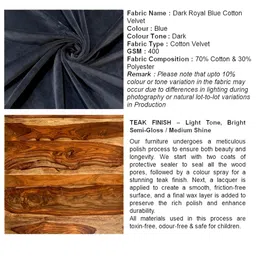 Ikiriya Blue & Brown Wood Accent 3 Seater Bench image 5