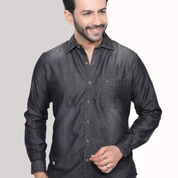 D Finish Spread Collar Smart Denim Casual Shirt-picture-19