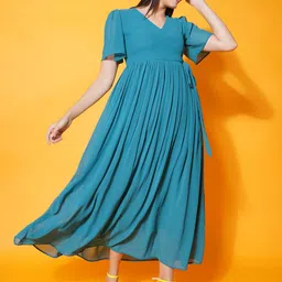 KATLINE Georgette A-Line Maxi Dress image 3