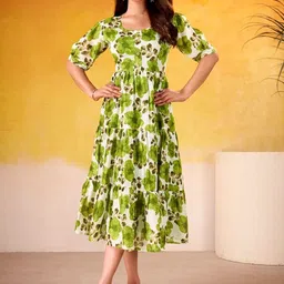 LOOKNBOOK ART Floral Print Puff Sleeve Fit & Flare Midi Dress image 2