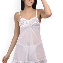 new blue eyes Women Self Design Baby Doll-image-27