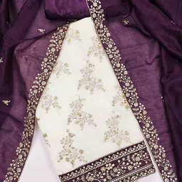 Peachmode Embroidered Unstitched Dress Material image 3