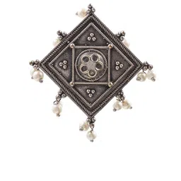 NAMAN ARTS Set Of 3 Silver-Plated Artificial Beaded Oxidised Diamond Shaped Studs image 4