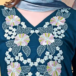 CaniBani Women Floral Embroidered Regular Thread Work Kurta with Trousers & With Dupatta image 5