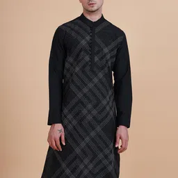 RR Blue Men Thread Work Kurta image 4