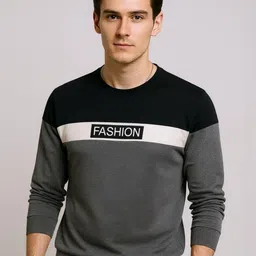 AUTNA Men Typography Colourblocked Round Neck Cotton T-shirt-picture-31