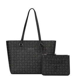 GUESS Women Brand Logo Printed Structured Tote Bag with Pouch-picture-22