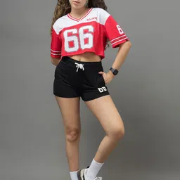 GO DEVIL Women Typography Printed Hooded T-shirt image 2