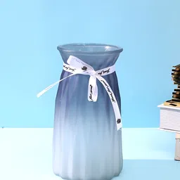 Myntra Elegant Homes Teal & White Gradient Ombre Glass Flower Vase image 5