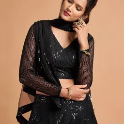 Zeel Clothing Embroidered Sequinned Semi-Stitched Lehenga & Unstitched Blouse With Dupatta image 2