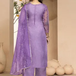 MANVAA Embellished Organza Unstitched Dress Material image 4