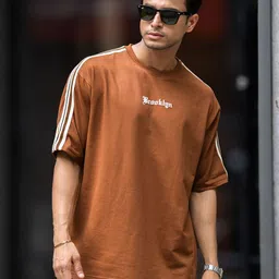 Maniac Men Typography Printed Round Neck Cotton Oversized T-shirt image 3