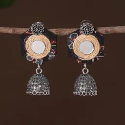 iTokri Contemporary Shaped Oxidised Jhumkas image 1