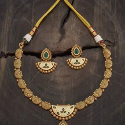 Kushal's Fashion Jewellery Gold-Plated Artificial Stone-Studded Jewellery Set-picture-32