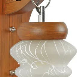 1ST TIME White & Brown Printed Wood Abstract Shaped Shaped Wall Lamp image 2