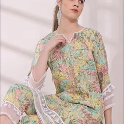 Anouk Women Floral Printed Kurta with Trousers image 2