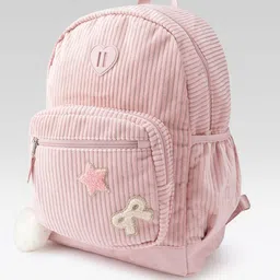 THE CHILDREN'S PLACE Girls Striped Textured Applique Backpack with Heart Shaped Pom Pom image 5