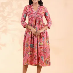 Vbuyz Women Floral Printed Fit & Flare Midi Ethnic Dresses-picture-19
