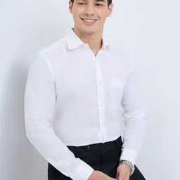 Raymond Men Solid Spread Collar Linen Formal Shirt image 5