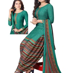 attigo Unstitched Printed Cotton Blend Kurta & Patiyala Dress Material with Dupatta image 3
